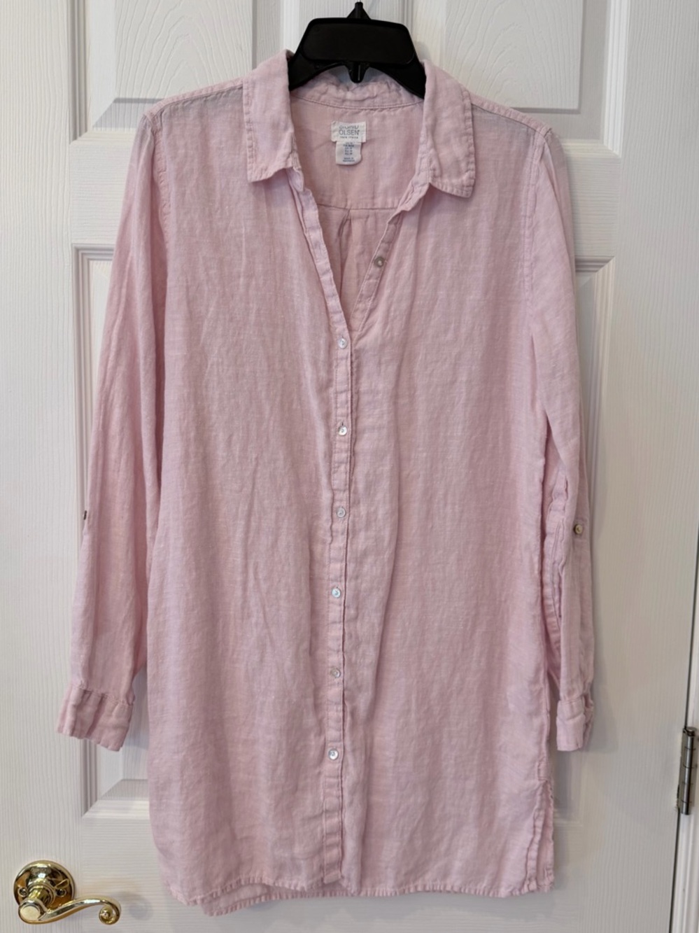 Sigrid Olsen Pale Pink Linen Tunic Top